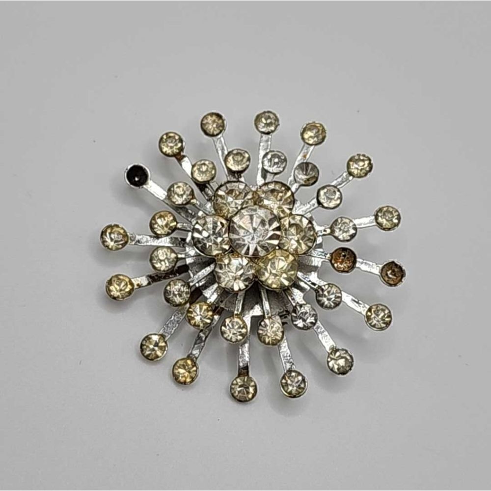 5/$20 Vintage silver rhinestone burst brooch